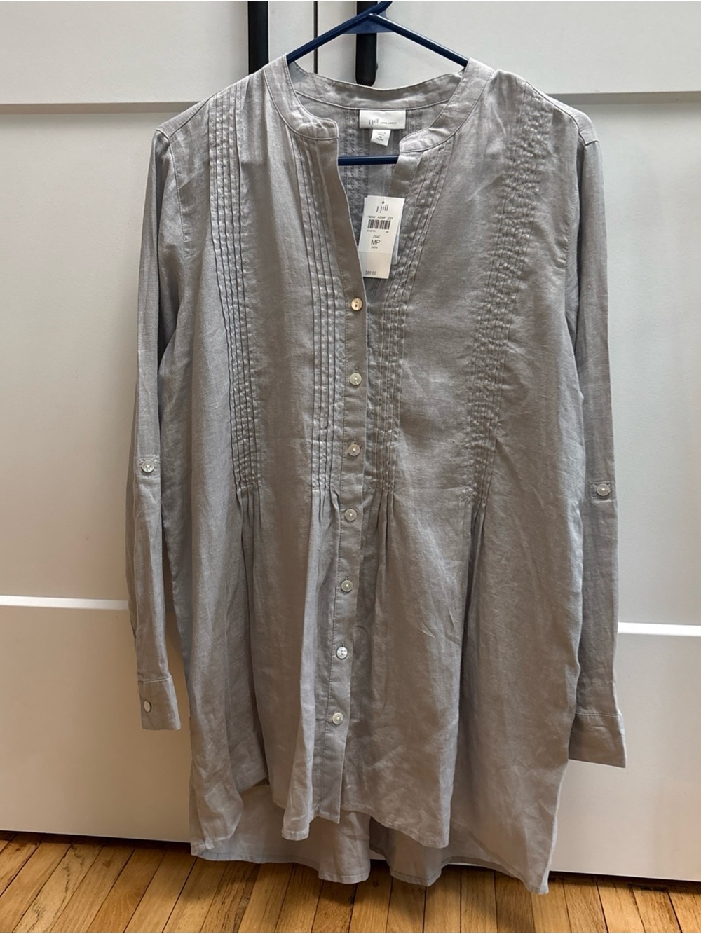 Women’s Light Gray Linen Button Shirt tunic lagenlook